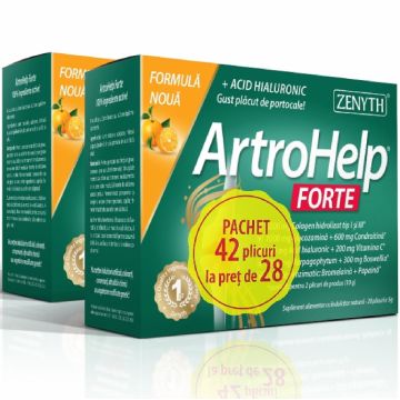 Pachet ArtroHelp forte acid hialuronic portocala 28+14pl - ZENYTH