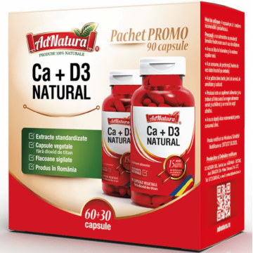 Pachet Calciu D3 natural 60+30cps - ADNATURA
