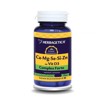 Ca+Mg+Se+Si+Zn Organice cu Vitamina D3, 60 capsule, Herbagetica