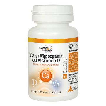 Calciu și magneziu Organic cu vitamina D, 60 comprimate, Dacia Plant