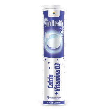 Calciu+Vitamina D3 Sun Health, 20 comprimate efervescente, Sun Wave Pharma