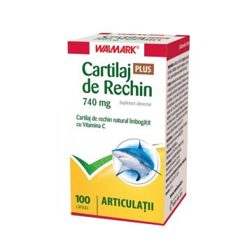 Cartilaj de Rechin Plus 740 mg cu vitamina C, 100 capsule, Walmark