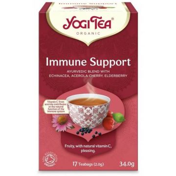 Ceai ecologic cu plante medicinale ayurvedice Immune Support, 17 plicuri, Yogi Tea
