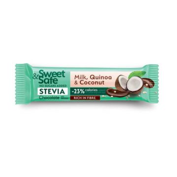 Ciocolata cu lapte, cocos si quinoa Sweet & Safe, 25 g, Sly Nutritia