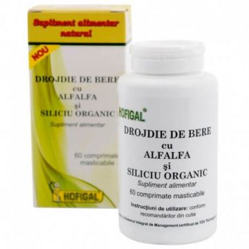 Drojdie de bere cu Alfalfa si siliciu organic, 60 tablete, Hofigal