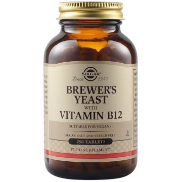 Drojdie de bere cu Vitamina B12 500 mg Brewers Yeast, 250 tablete, Solgar