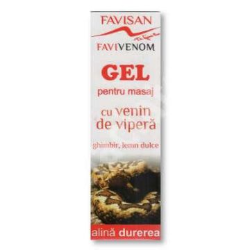 Gel pentru masaj cu venin de vipera, ghimbir si lemn dulce, 50 ml, Favisan