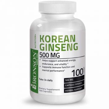 Ginseng Korean 500 mg, 100 capsule, Bronson Laboratories