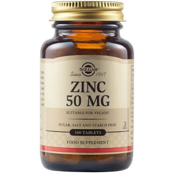 Gluconat de zinc 50 mg, 100 tablete, Solgar