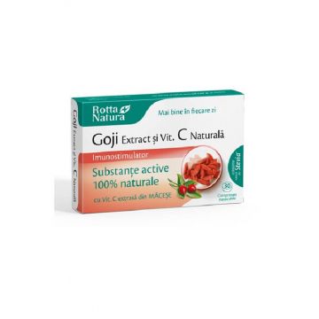 Goji extract + Vitamina C naturală, 30 comprimate, Rotta Natura