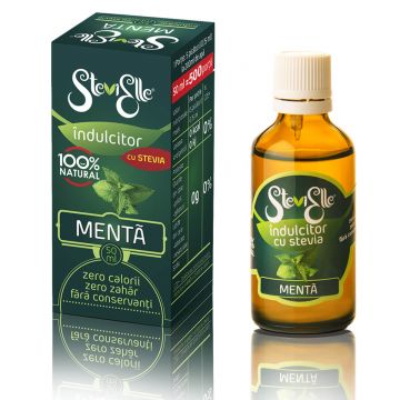Îndulcitor lichid cu stevia și aroma de mentă Stevielle, 50 ml, Hermes Natural