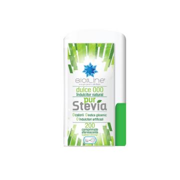 Îndulcitor natural pur Stevia Pur BioSunLine, 200 comprimate, Helcor