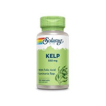 Kelp 550mg și Acid Folic Solaray, 100 capsule, Secom