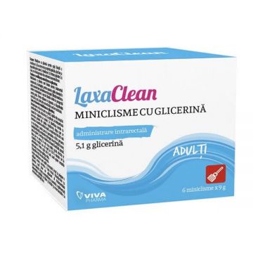 Miniclisme cu glicerină pentru adulți LaxaClean, 6 bucăți, Viva Pharma