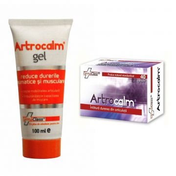 Pachet Artrocalm, 40 capsule + Artrocalm gel pentru dureri reumatice și musculare, 100 ml, FarmaClass