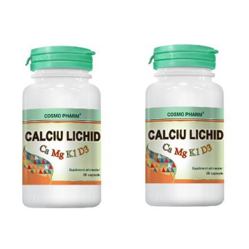 Pachet Calciu Lichid, 30 capsule (1+1), Cosmopharm