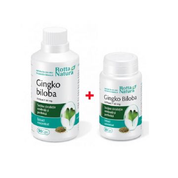 Pachet Ginkgo Biloba 60 mg, 90 capsule + 30 capsule, Rotta Natura