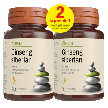 Pachet Ginseng Siberian, 30 comprimate, Alevia (1+1)