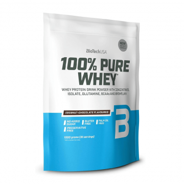 Pudra proteică 100% Pure Whey BioTech USA Coconut - Chocolate, 454 g