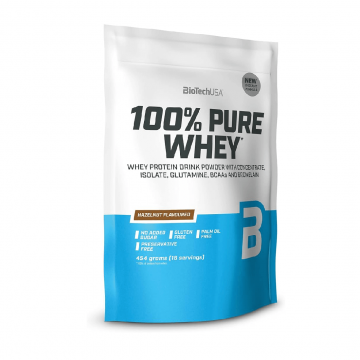 Pudra proteică 100% Pure Whey BioTech USA Hazelnut, 454 g