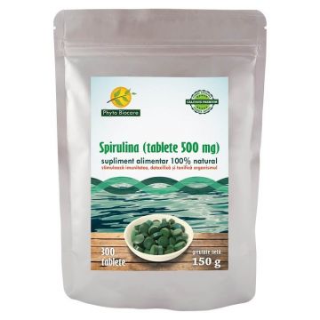 Spirulina 500 mg, 300 tablete, Phyto Biocare Spirulina 500 mg, 300 tablete, Phyto Biocare