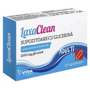 Supozitoare cu glicerină pentru adulți LaxaClean, 10 bucăți, Viva Pharma