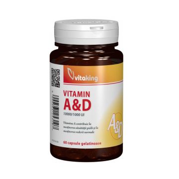 Viamina A și D, 60 capsule, Vitaking