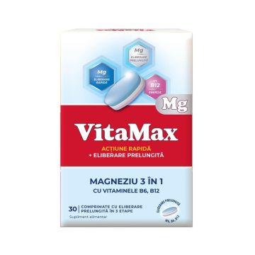 VitaMax Magneziu 3in1, 30 comprimate, Perrigo