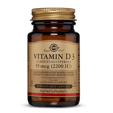 Vitamin D3 2200 UI Colecalciferol 55 mcg, 50 capsule, Solgar