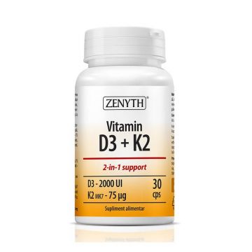 Vitamin D3 + K2, 30 capsule, Zenyth