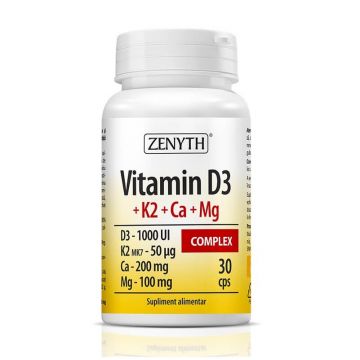 Vitamin D3+K2+Ca+Mg Complex, 30 capsule, Zenyth