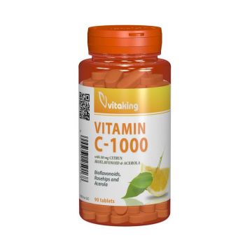 Vitamina C cu Bioflavonoide 1000mg, 90 tablete, VitaKing