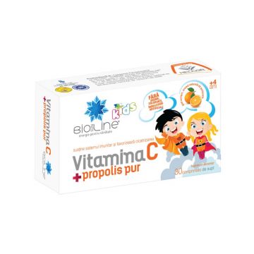 Vitamina C cu propolis pentru copii, 30 comprimate, Helcor