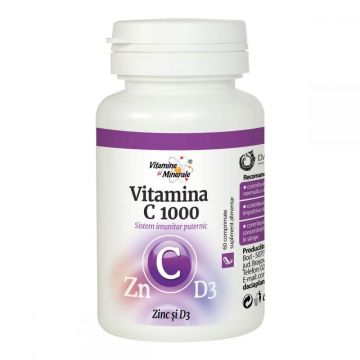 Vitamina C1000 cu Zinc si D3, 60 comprimate, Dacia Plant
