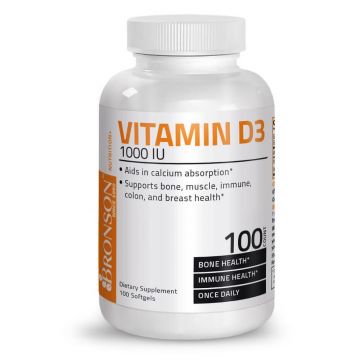 Vitamina D3 1000 UI, 100 capsule, Bronson Laboratories Vitamina D3 1000 UI, 100 capsule, Bronson Laboratories