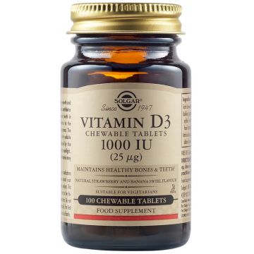 Vitamina D3 tabletă masticabilă 1000 UI, 100 tablete, Solgar