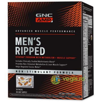 Complex de Multivitamine pentru Barbati Non Stimulant Amp Men's Ripped Vitapak 30buc
