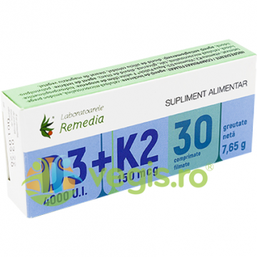 Vitamina D3 4000U.I + K2 150mcg 30cpr