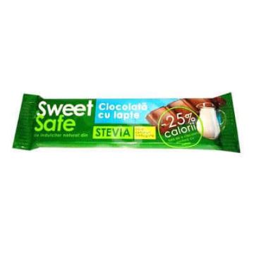 Ciocolata cu lapte cu indulcitor natural din stevia Sweet&Safe, 25 g, Sly Nutritia