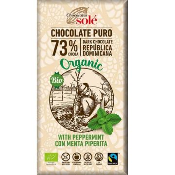 Ciocolata neagra ecologica cu menta 73% cacao, 100g, Pronat