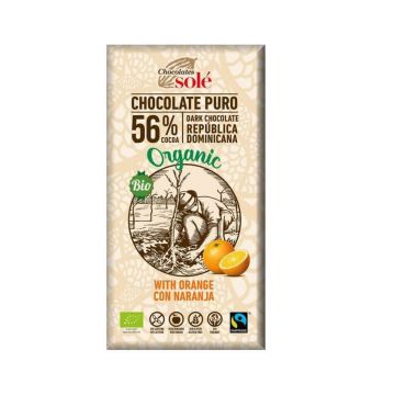 Ciocolata neagra ecologica cu portocale 56% cacao, 100g, Pronat