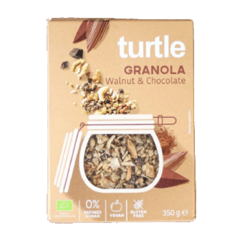 Granola cu cereale Eco cu nuci si ciocolata, 350 grame, Turtle SPRL
