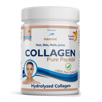 Pulbere de colagen hidrolizat tip 1 si 3 Marine Fish 10.000 mg, 300 g, Swedish Nutra