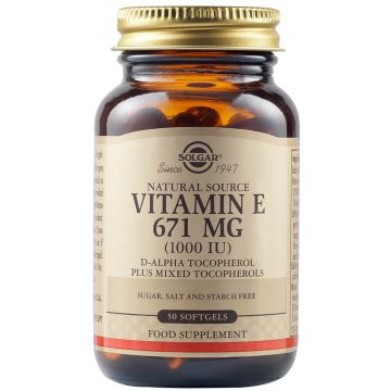 Vitamina E 671 mg 1000 UI, 50 capsule, Solgar