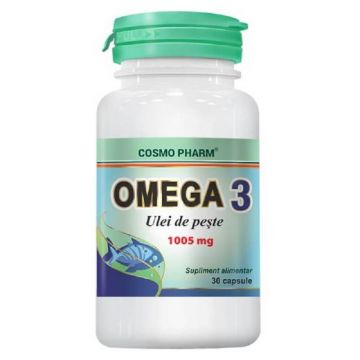 Omega 3 ulei de peste 1005 mg Natural, 30 capsule, Cosmopharm