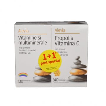 Pachet Vitamine si minerale 30 comprimate si Propolis Vitamina C 40 comprimate, Alevia