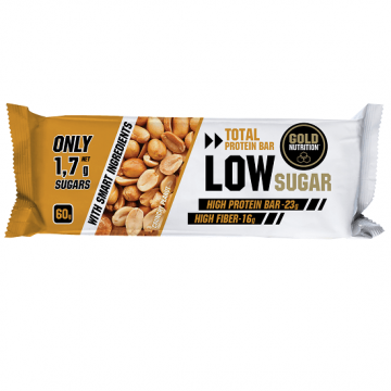 Protein Bar Low Sugar Alune, 60 gr, Gold Nutrition