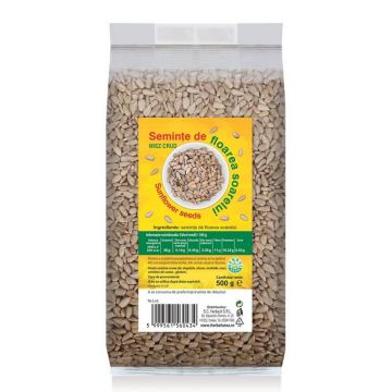 Seminte de floarea soarelui, Miez Crud, 500 gr, Herbal Sana