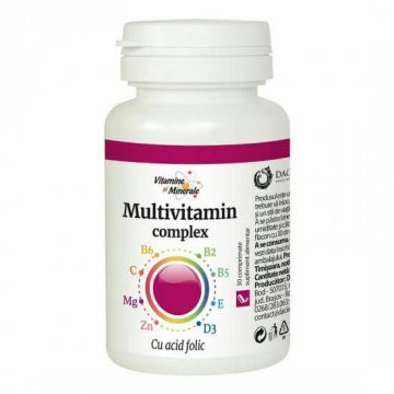 Complex de multivitamine cu acid folic, 30 comprimate, Dacia Plant