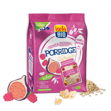 Porridge Eco cu smochine și zmeură fara zahar, 375g, Isola Bio